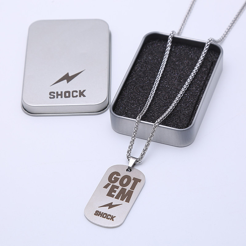 欧美gotem钛钢军牌吊坠小众潮流男士嘻哈项链潮搭配饰品shock男女
