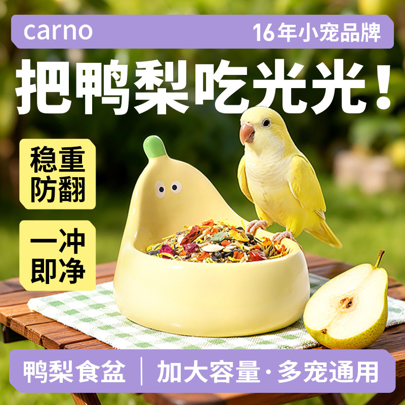 卡诺鹦鹉食碗喂食器陶瓷小碗食盆鹦鹉碗小鸟食罐喂鸟器防溅吃饭碗图片