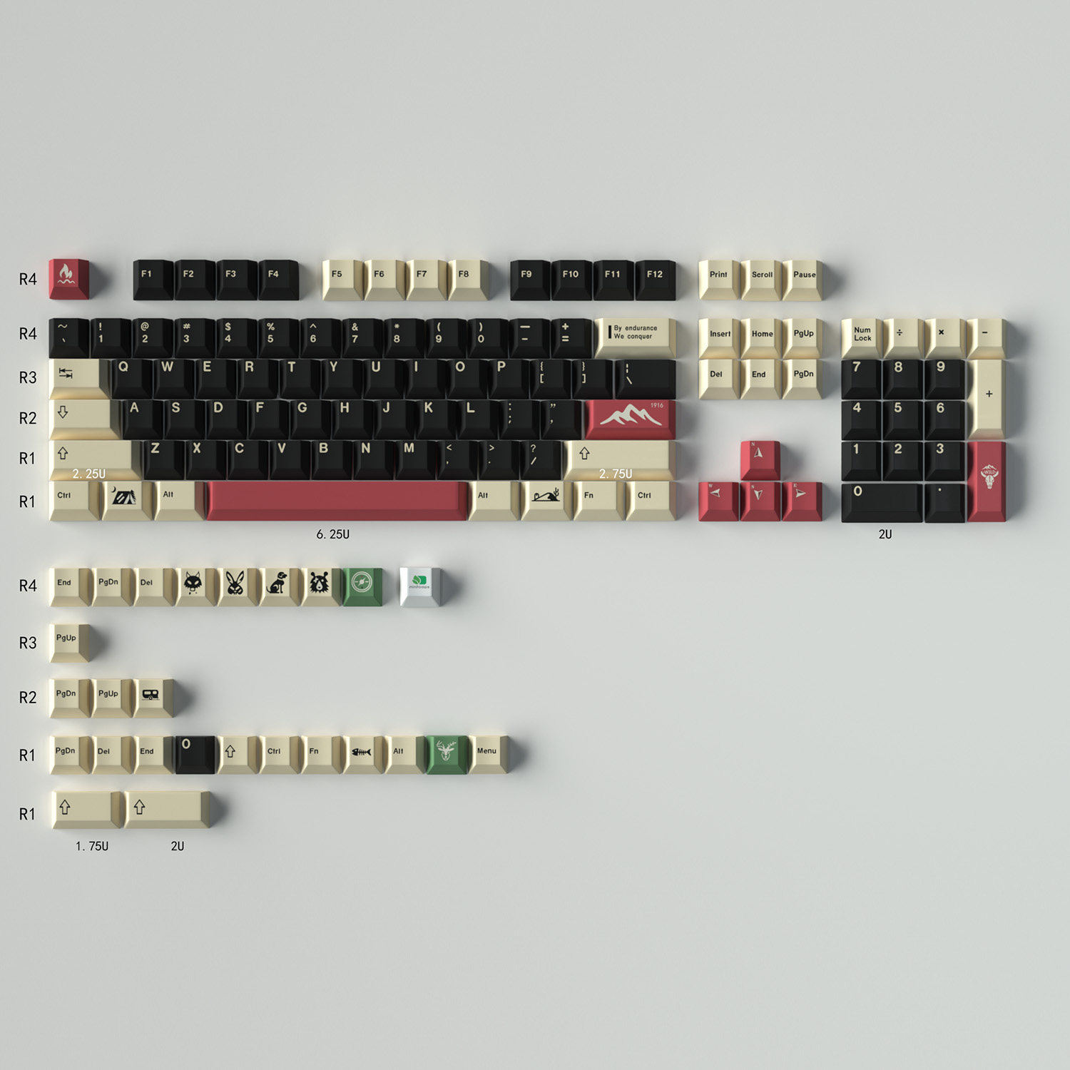 GMK CAMPING CAMPING KEYCAPS ORIGINAL HEIGHT PBT SUBLIMATION LARGE FULL SET ADAPTATION MECHANICAL KEYBOARD 6487