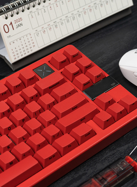 沙漠/同刻黑/极简红/白/灰色侧刻机械键盘键帽PBT热升华原厂高度