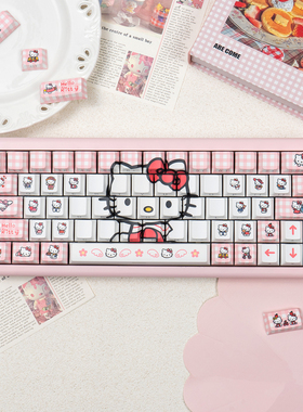Hello Kitty机械键盘键帽侧透卡通粉PBT热升华原厂Wooting 美加狮