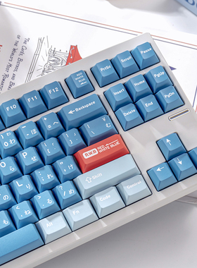 薄荷糖RWB键盘键帽蓝色PBT热升华磁轴客制化原厂适Wooting/Ace68