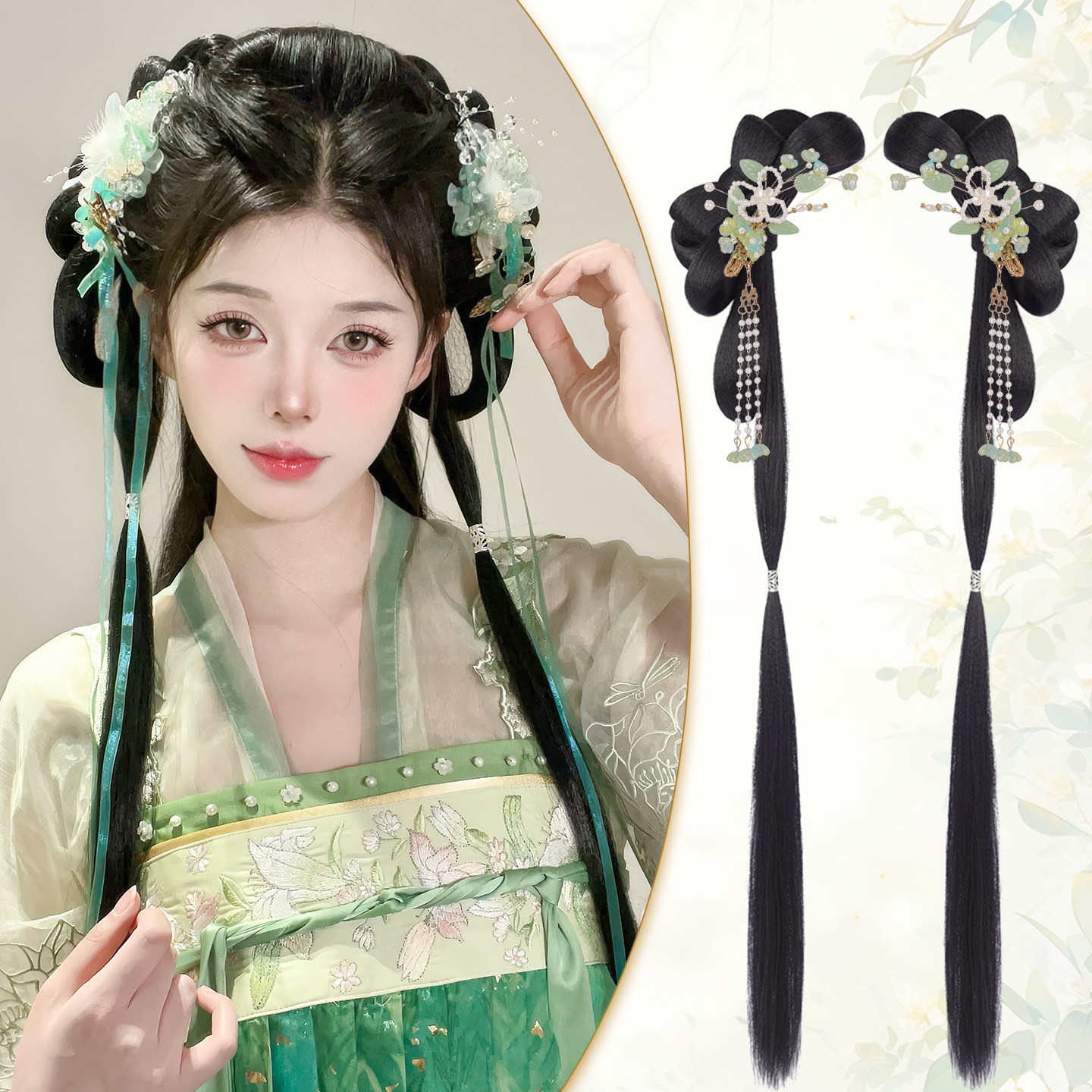 丝慕古风汉服假发全套头饰垫发包图片