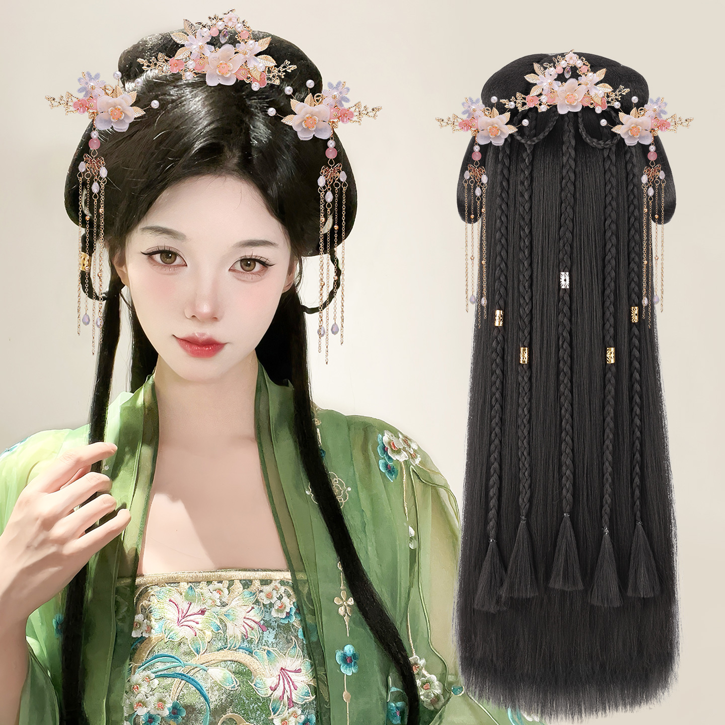 丝慕古风假发汉服头饰一体式造型