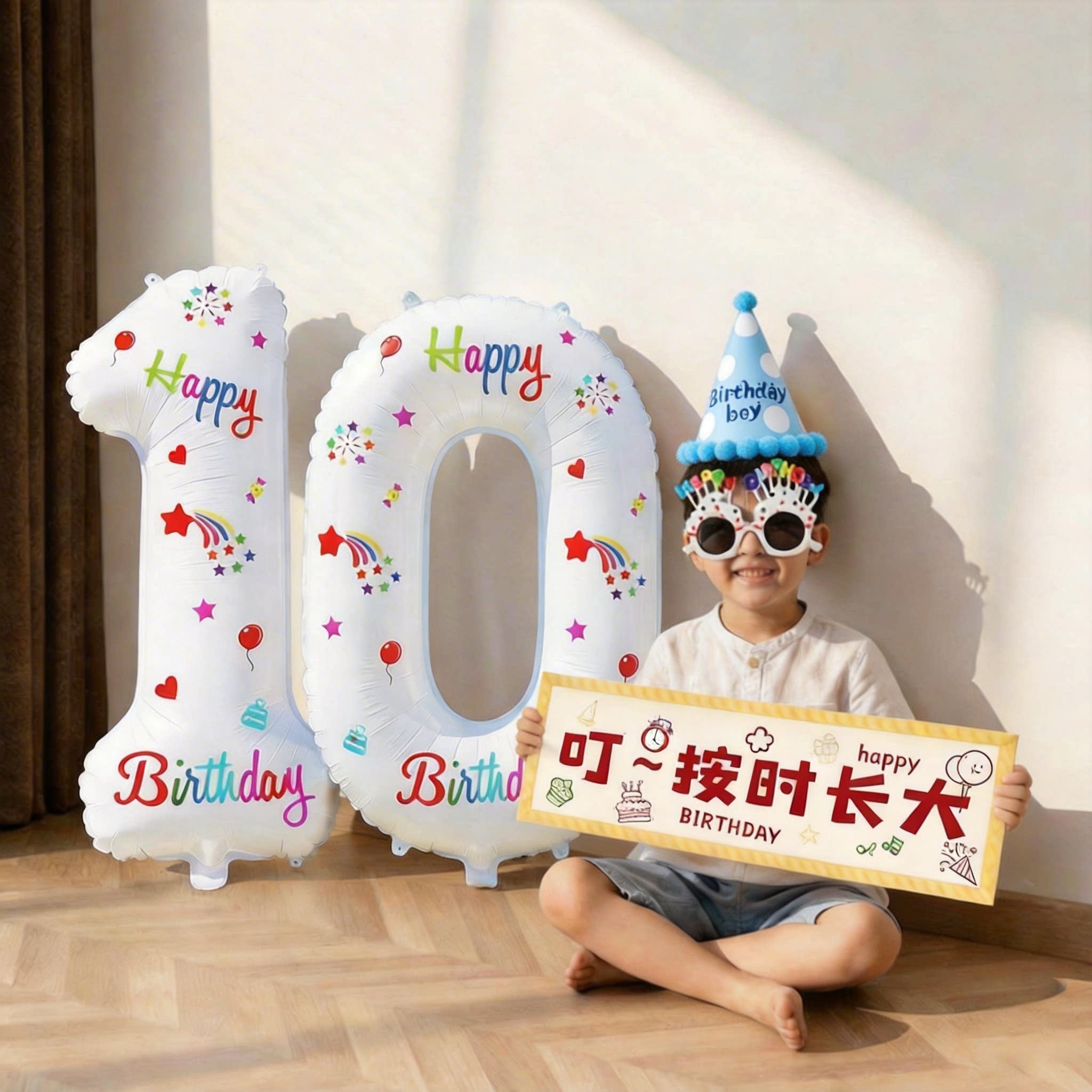 生日布置场景装饰男童数字气球儿童10岁快乐仪式感道具男孩小女孩