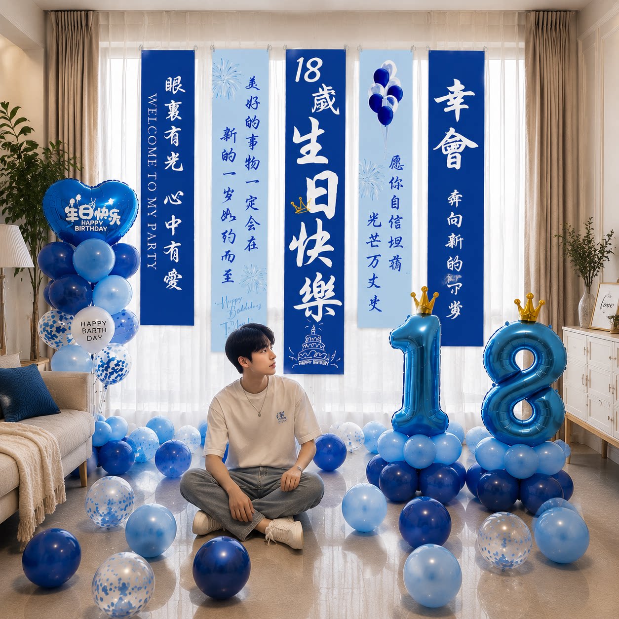18岁成人礼气球条幅挂布