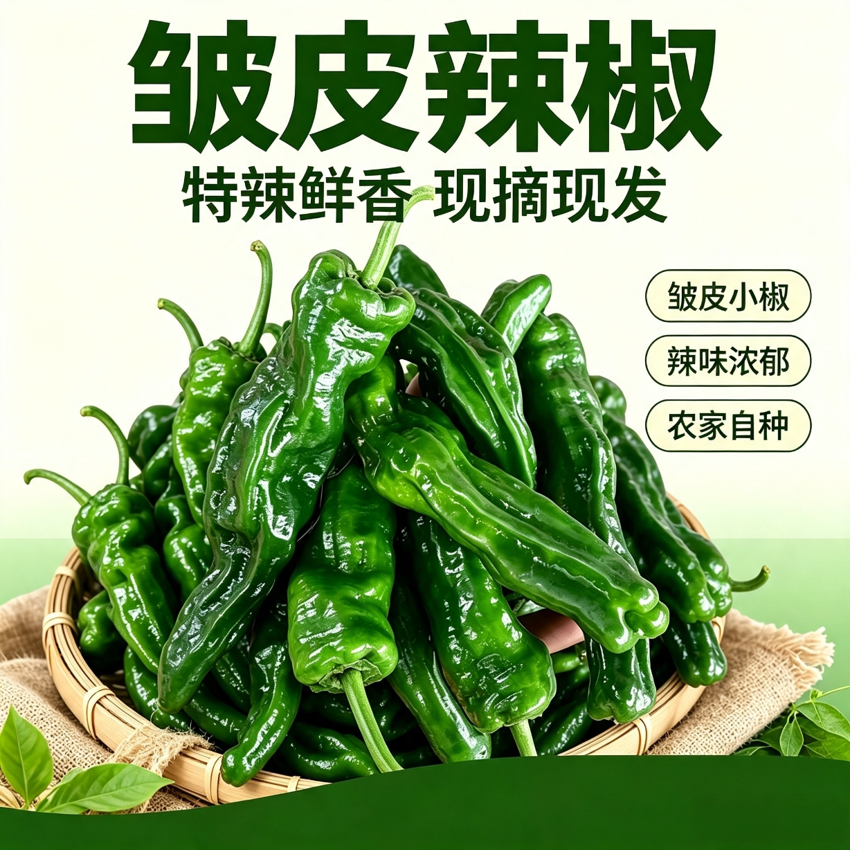 特辣小皱辣椒薄皮皱皮椒现摘香辣青椒农家自种蔬菜土辣椒超辣