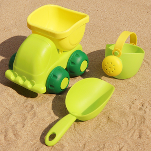 宝宝洗澡玩具儿童沙滩车套装宝宝戏水软胶小水壶花洒挖沙铲子工具