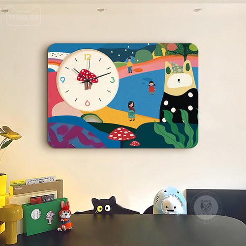 多巴胺风电表箱带钟表装饰画抽象