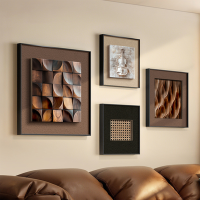 客厅装饰画中古风抽象复古组合画