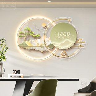 现代轻奢客厅挂钟2026新款高级感万年历电子钟发财鹿时钟挂墙钟表