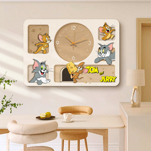 猫和老鼠电表箱奶油风装饰画