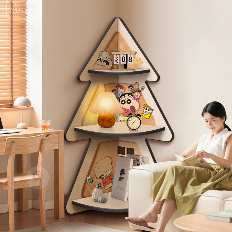 蜡笔小新客厅落地置物架高级卡通床头三角转角柜奶油风收纳墙角柜,家居饰品,落地摆件,淘宝优惠券,粉丝福利购,淘宝优惠卷