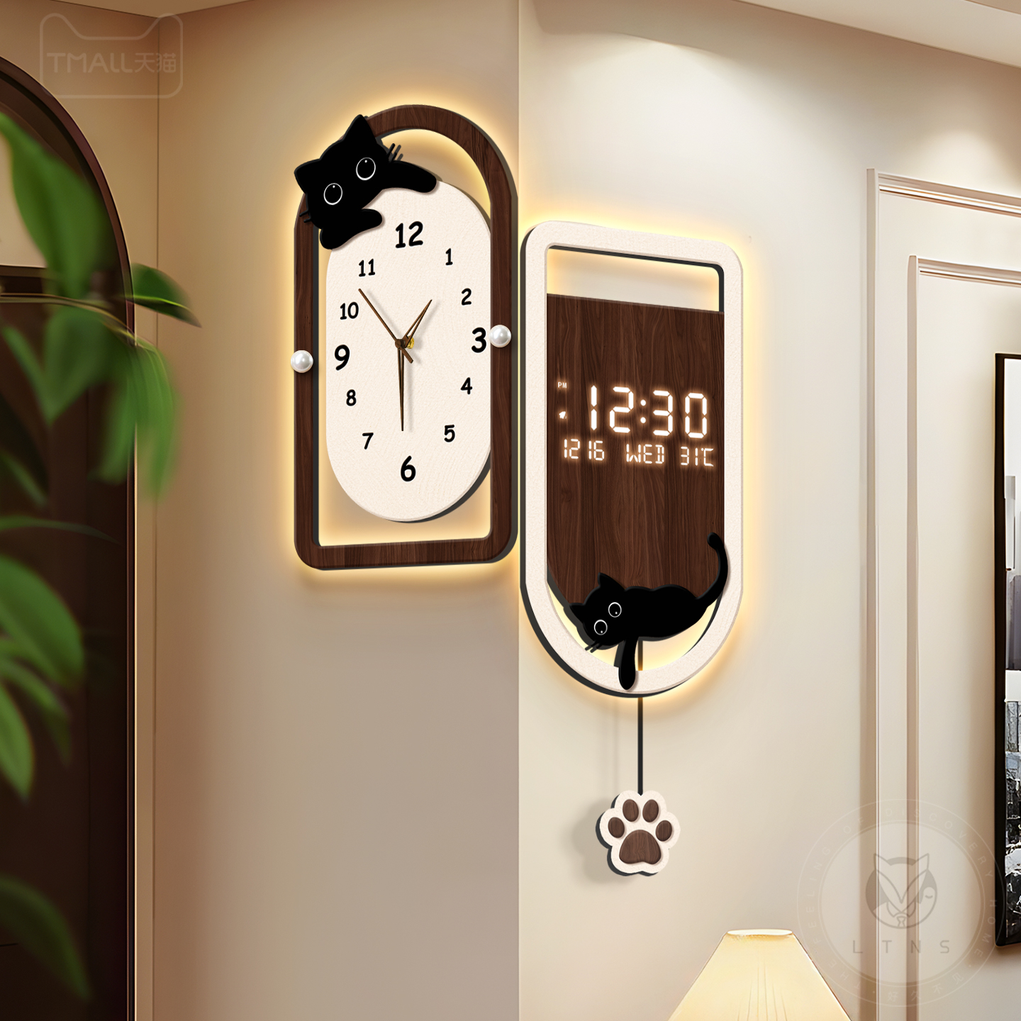 客厅转角挂钟2025新款中古风钟表