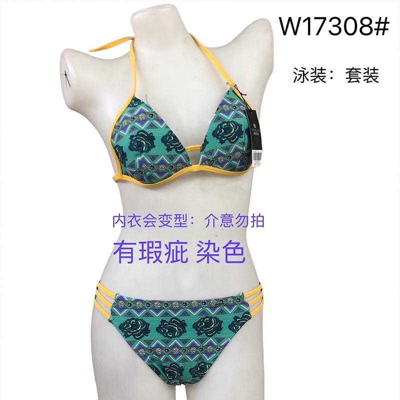 外贸新款 欧美泳装印花系带比基尼三角包游泳衣