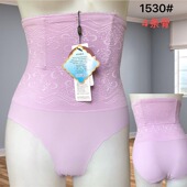 高腰女士冰丝加蕾丝提花面料内裤 夏季 薄收腹提臀塑型美体三角裤 女