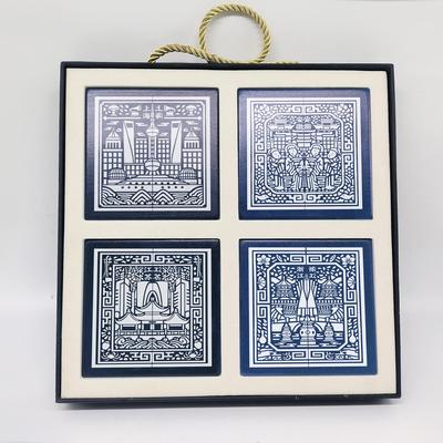 缬韵创意夹缬陶瓷杯垫礼盒城市之礼或二十四节气系列杯垫可定制