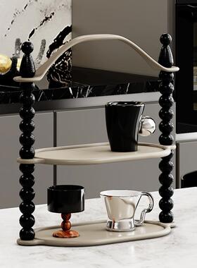 轻奢桌面置物架多层餐桌零食茶杯架厨房调味料台面咖啡杯子收纳架