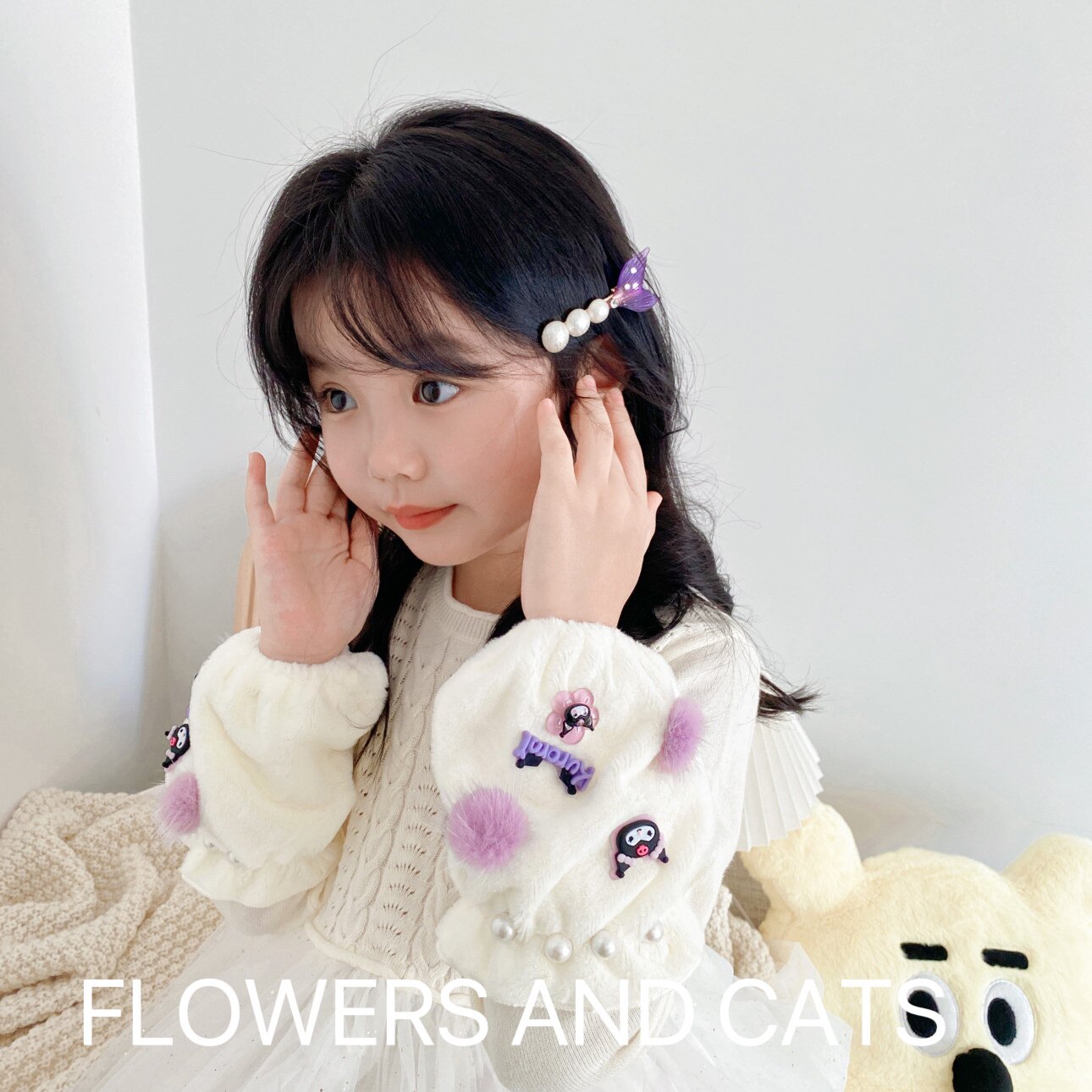 儿童袖套女童迪士尼爱莎公主冰雪公主宝宝小孩防脏防水画画春夏紫