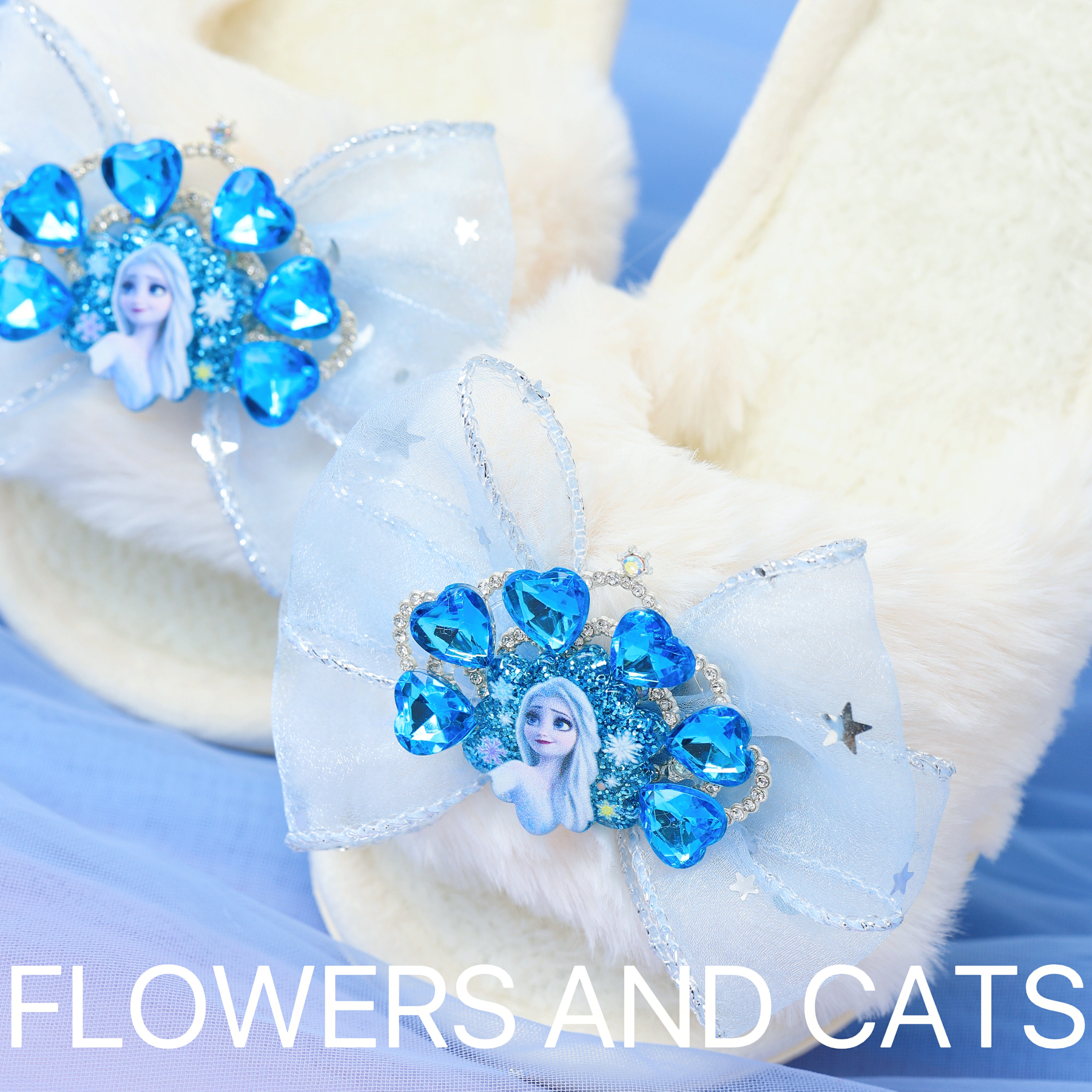 女童拖鞋flowersandcats紫韩版图片