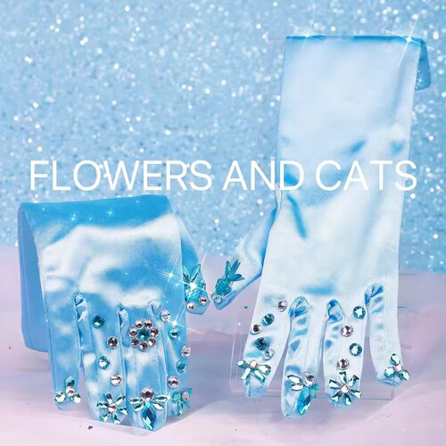 flowersandcats手套女童表演蓝