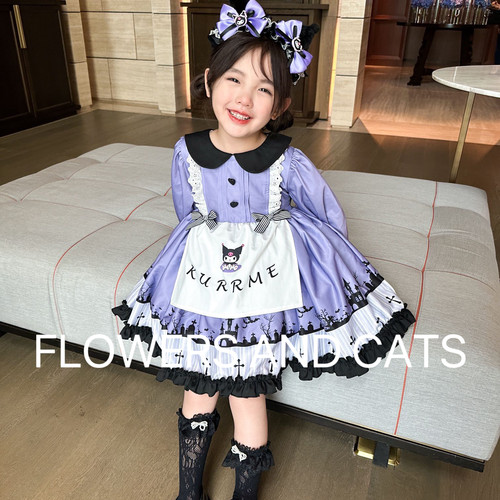 女童2023秋季新COS儿童万圣节库洛米公主发光蓬蓬灯笼礼服公主裙