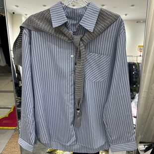 小艺欧货女装 新款 学院风针织披肩百搭减龄显瘦衬衫 3618H 2026春季
