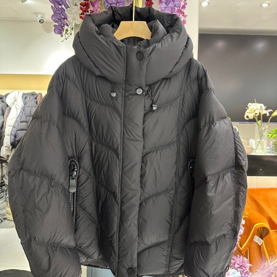 小艺欧货女装2025冬季连帽中长款羽绒服保暖宽松白鸭绒外套635H