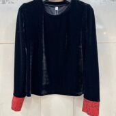 新款 女602 女装 圆领长袖 2026春季 口刺绣国风丝绒百搭衬衫 时尚 袖