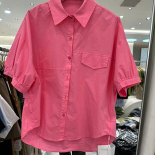 羽林逸人 2673H 夏季2026新款女装时尚翻领短袖单排扣百搭上衣女