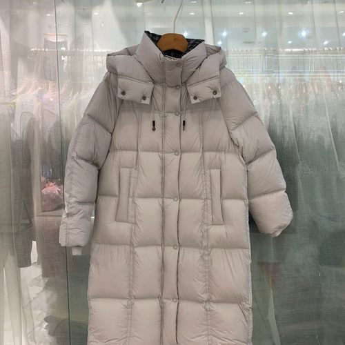 小艺欧货女装2025冬季蓬松泡芙连帽羽绒服过膝加厚白鸭绒外套672H