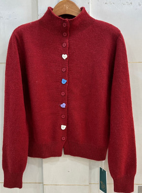 精品女装75165H小艺欧货女装2025冬季立领彩色纽扣百搭减龄针织衫