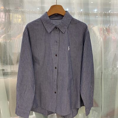 小艺欧货女装2026春季款时尚翻领条纹刺绣宽松显瘦百搭衬衫20510H