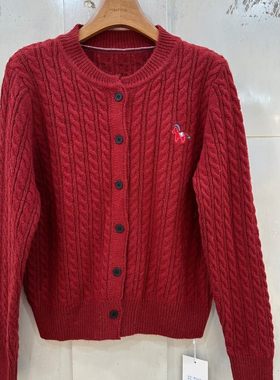 精品女装95052H 小艺欧货女装2025冬季新款圆领麻花刺绣针织开衫