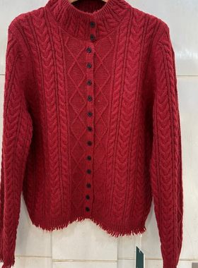 精品女装95038H 小艺欧货女装2025冬季半高领麻花下摆流苏针织衫