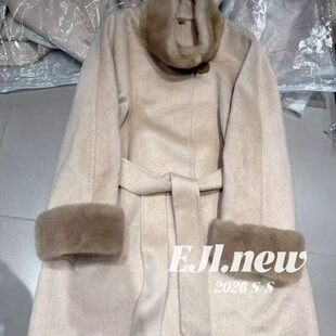 2026冬季新款高端欧货女装时尚毛领长袖腰带收腰百搭毛呢外套202