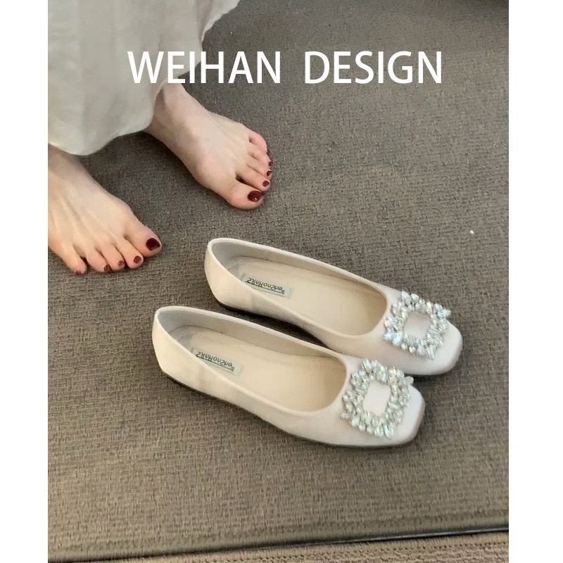 羊皮版！法式平底水钻浅