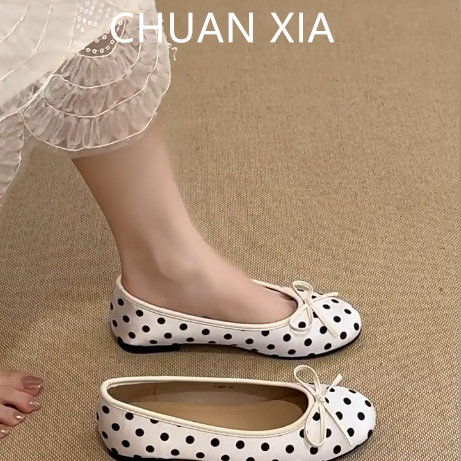 羊皮版！法式蝴蝶结平底瓢鞋女芭蕾风波点玛丽珍鞋一脚蹬圆头单鞋,女鞋,浅口单鞋,淘宝优惠券,粉丝福利购,淘宝优惠卷