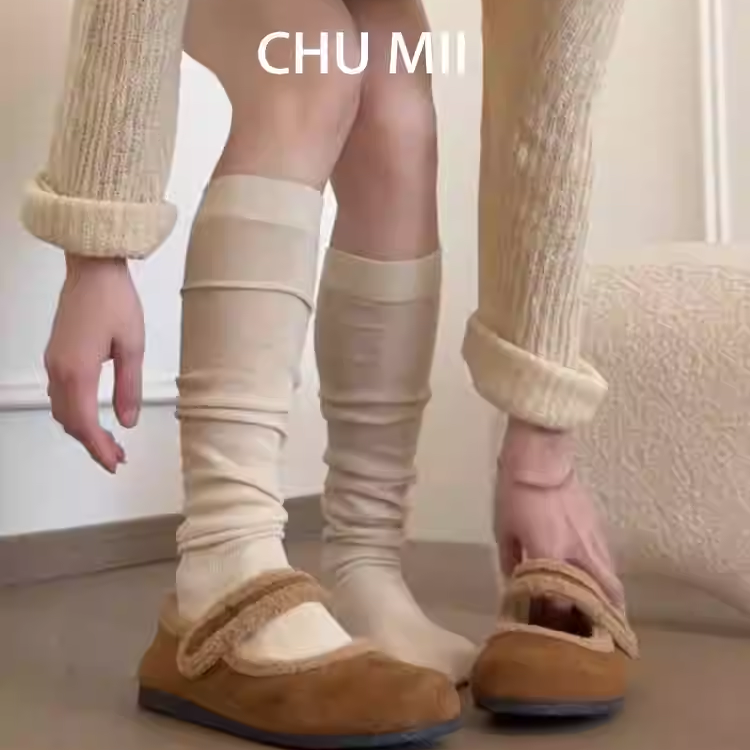 羊皮版复古真皮魔术贴玛丽珍鞋