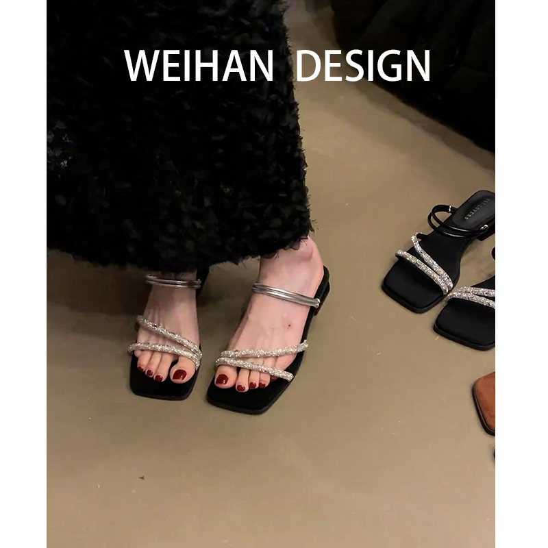 羊皮版！复古两穿粗跟细