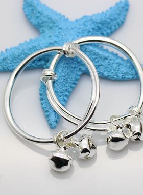 苗银儿童聪明伶俐铃铛情侣手环