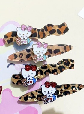 可爱ins豹纹KTkt发夹刘海发卡甜美少女百搭侧边卡通鸭嘴