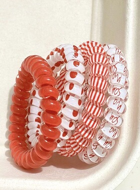 红色糖果色电话线ins复古可爱少女心甜美发绳学生不伤发马尾头饰