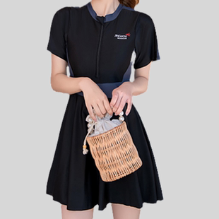 300 平角250遮肚显瘦游泳装 大码 泳衣女温泉胖mm200斤保守连体裙式