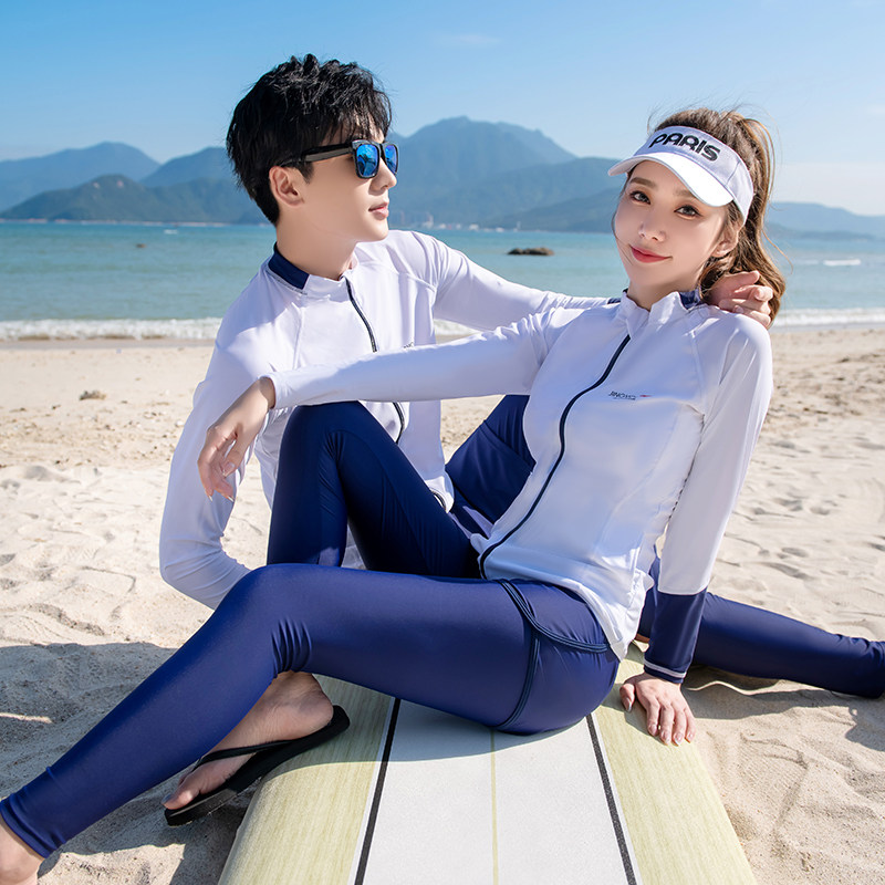 大码游泳衣女胖mm韩国ins分体休闲速干衣200斤长袖防晒冲浪潜水服
