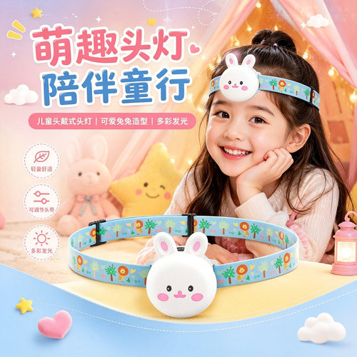 柔光护眼卡通儿童头灯