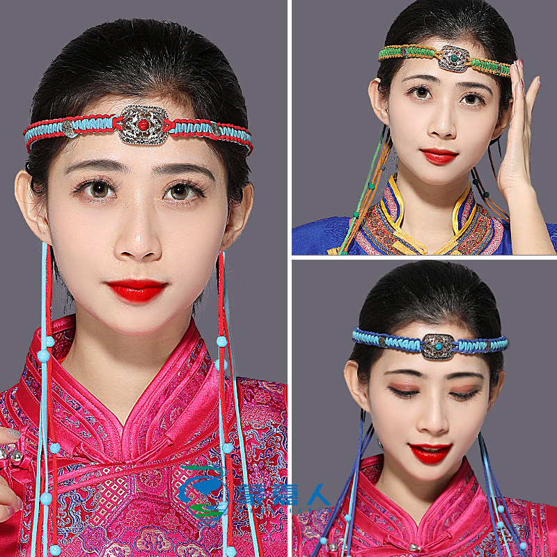 新款蒙古头饰女蒙古舞蹈头饰蒙古服头饰蒙古头绳演出头饰女士头带