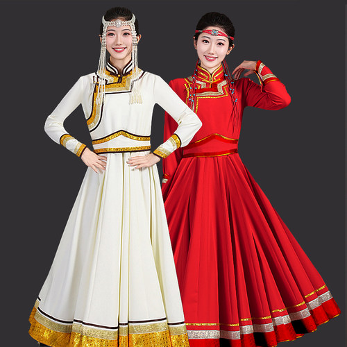 蒙古族服装女士婚礼服成人长款