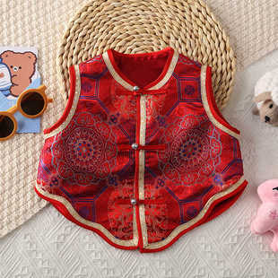 新款蒙古童装马甲蒙古族马夹坎肩蒙族大童马夹演出服装日常生活装