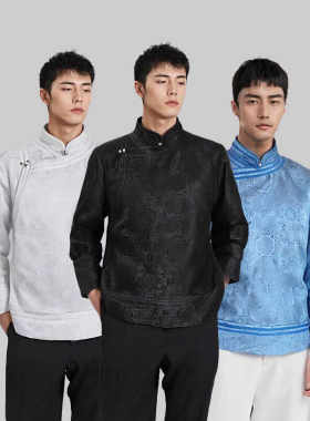 新款蒙古服装男士蒙古外套蒙族上衣春夏季新款蒙族衬衫日常生活装